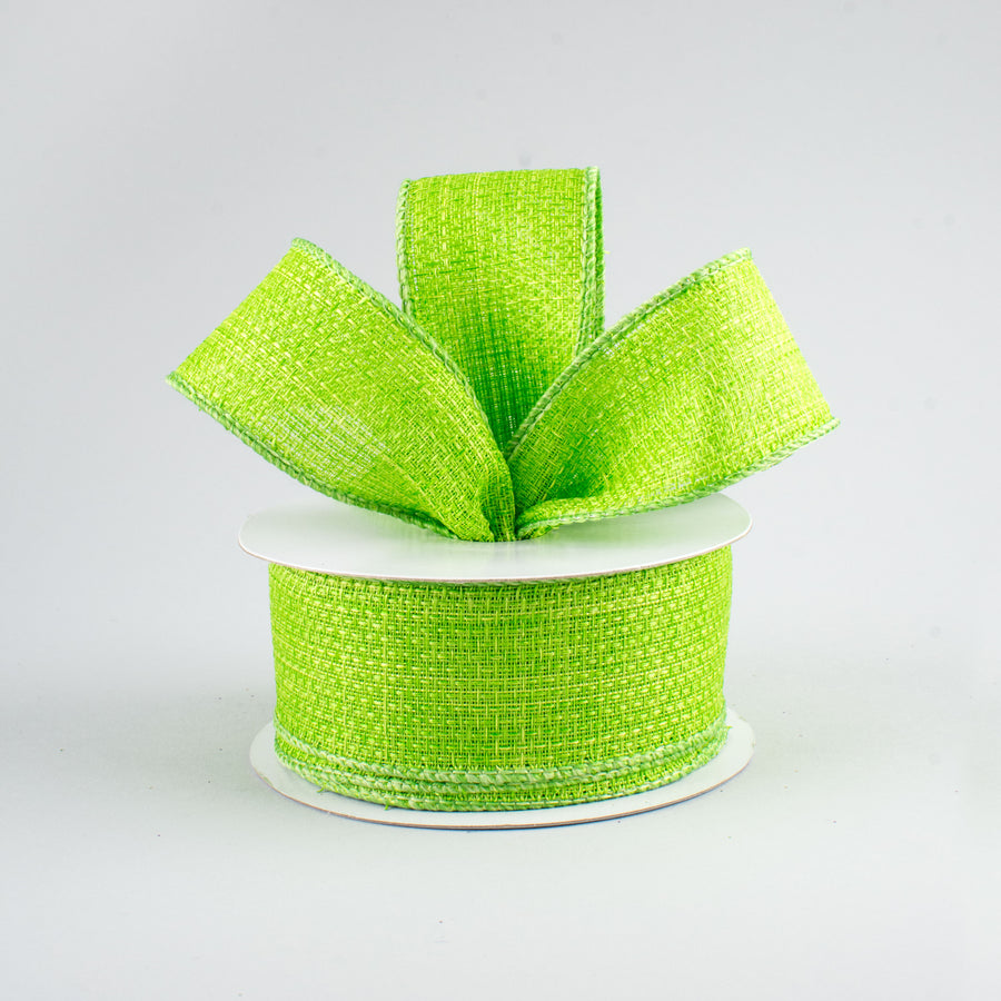1.5" Royal Faux Burlap Ribbon: Lime Green (10 Yards) Lifestyle Photo