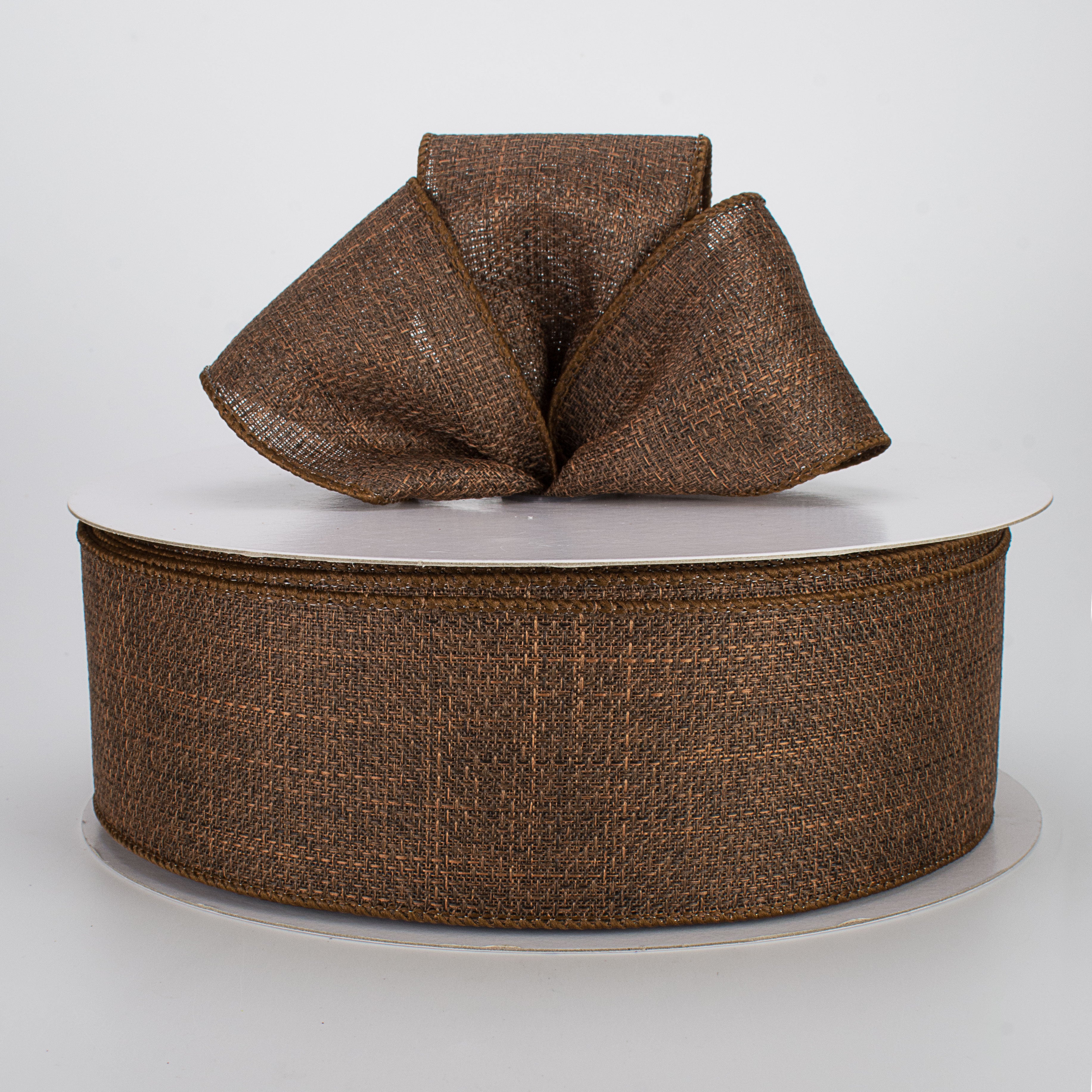 2.5" Royal Faux Burlap Ribbon: Mocha (50 Yards) Lifestyle Photo