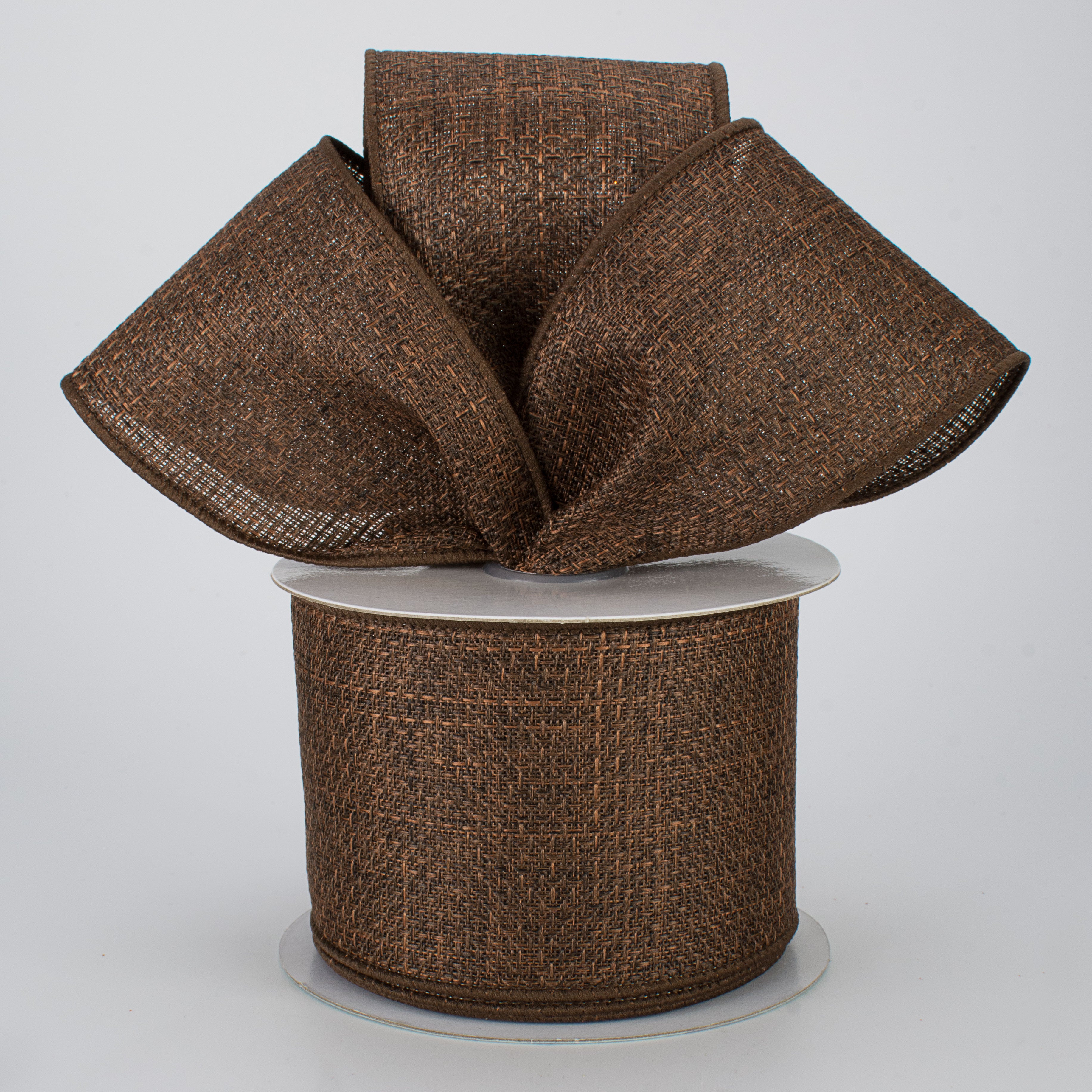 2.5" Royal Faux Burlap Ribbon: Mocha Brown (10 Yards) Lifestyle Photo