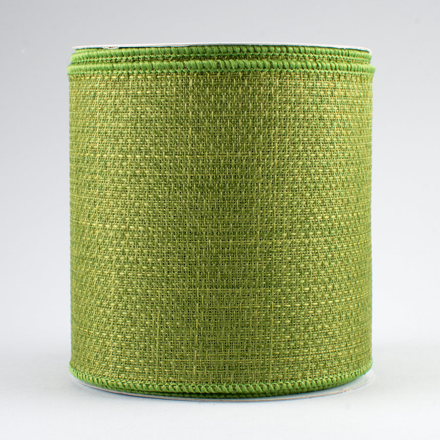 4" Royal Faux Burlap Ribbon: Moss Green (10 Yards)