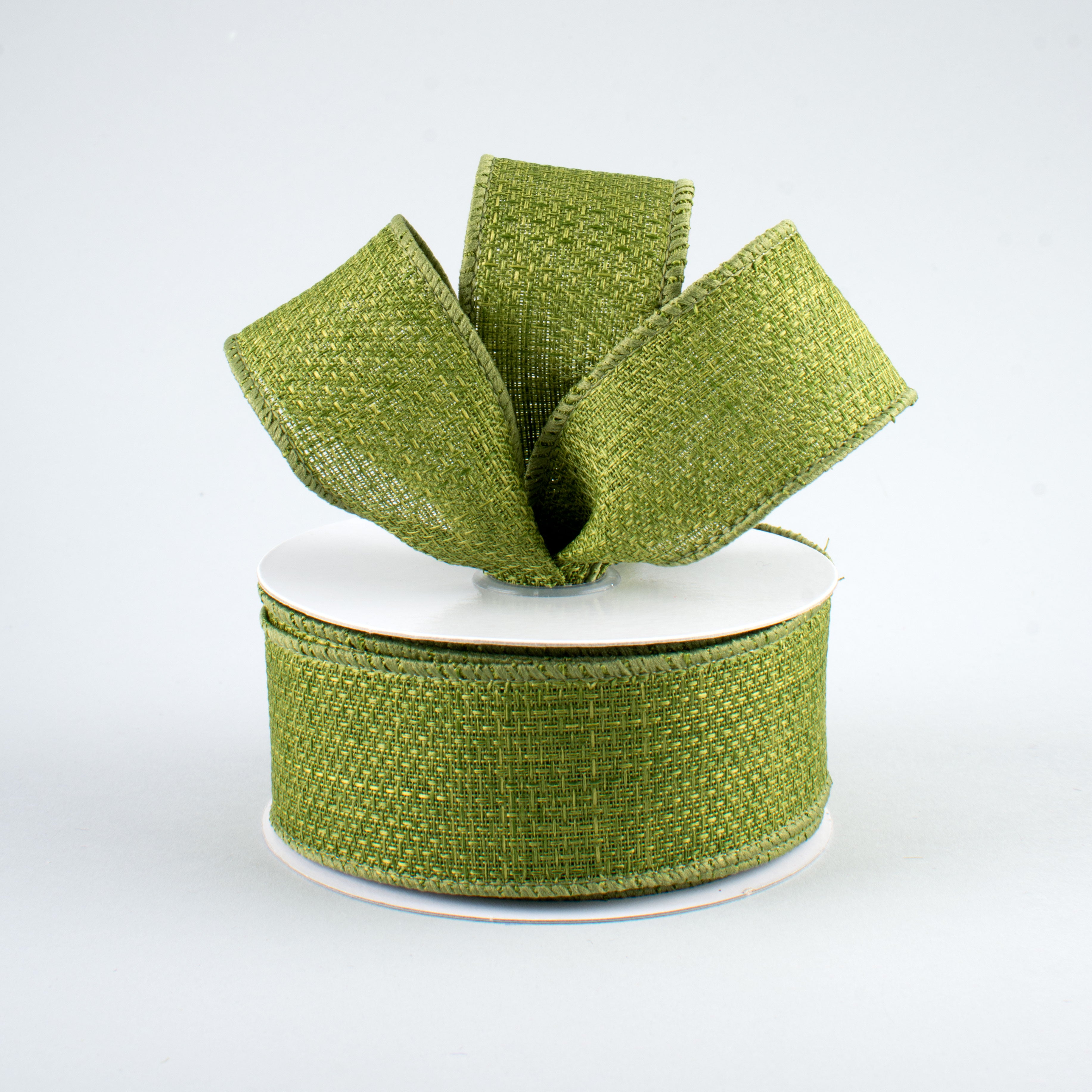 1.5" Royal Faux Burlap Ribbon: Moss Green (10 Yards) Lifestyle Photo