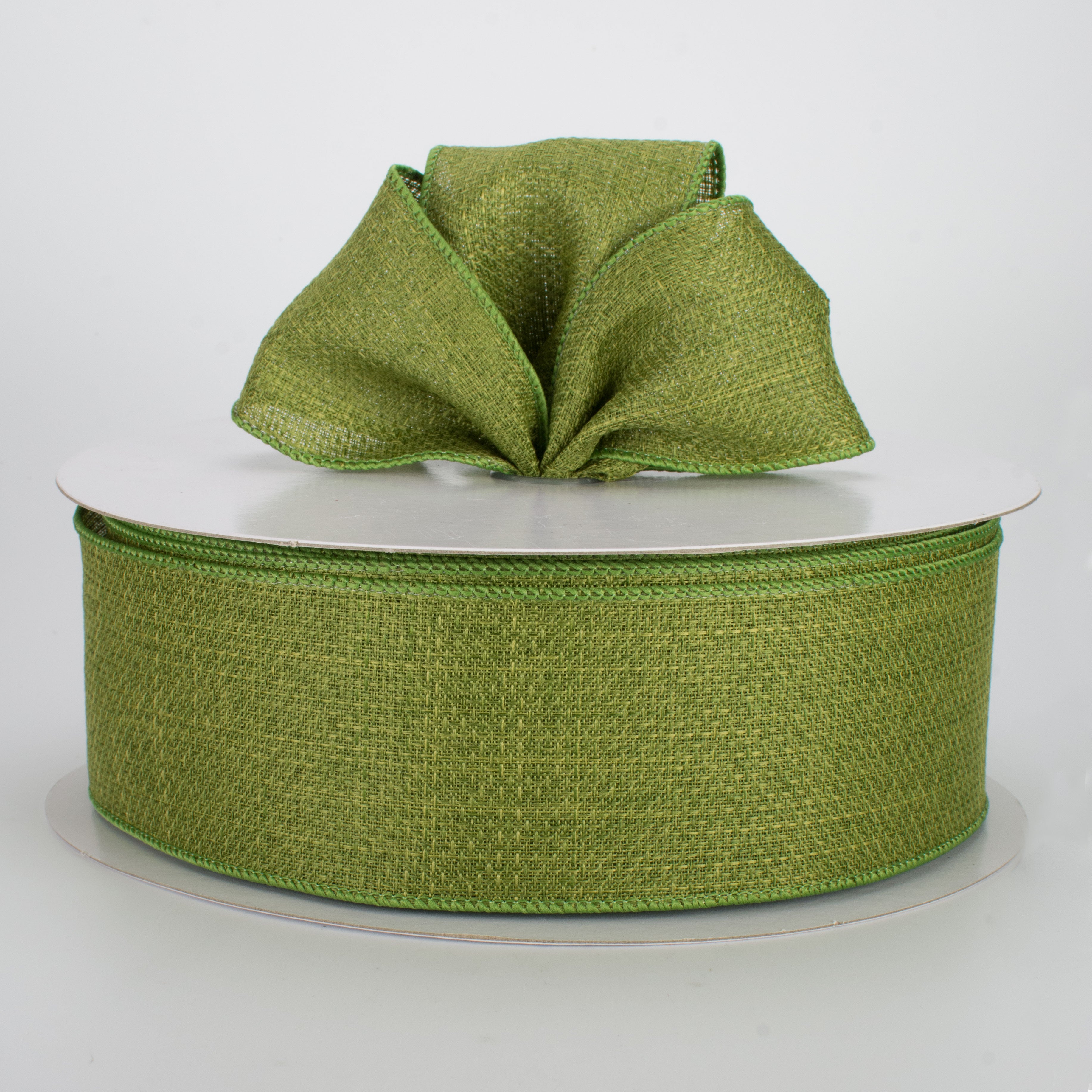 2.5" Royal Faux Burlap Ribbon: Moss Green (50 Yards) Lifestyle Photo