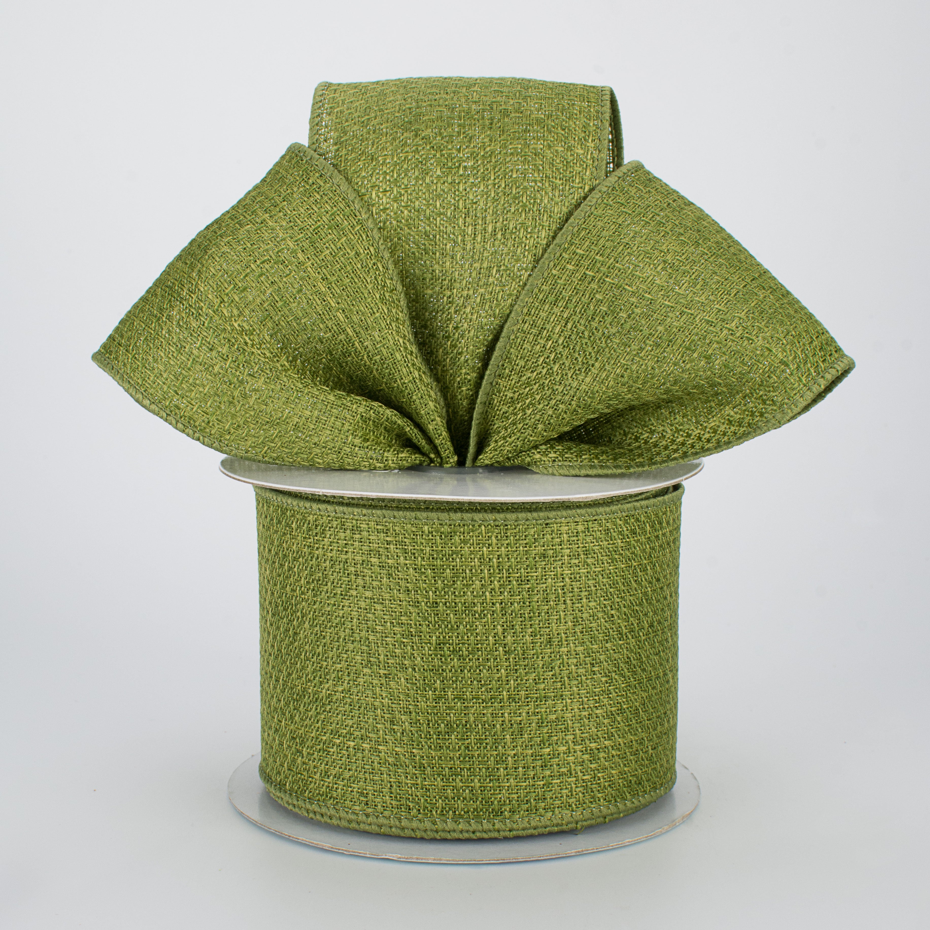 2.5" Royal Faux Burlap Ribbon: Moss Green (10 Yards) Lifestyle Photo