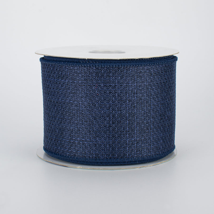 2.5" Royal Faux Burlap Ribbon: Navy (10 Yards)