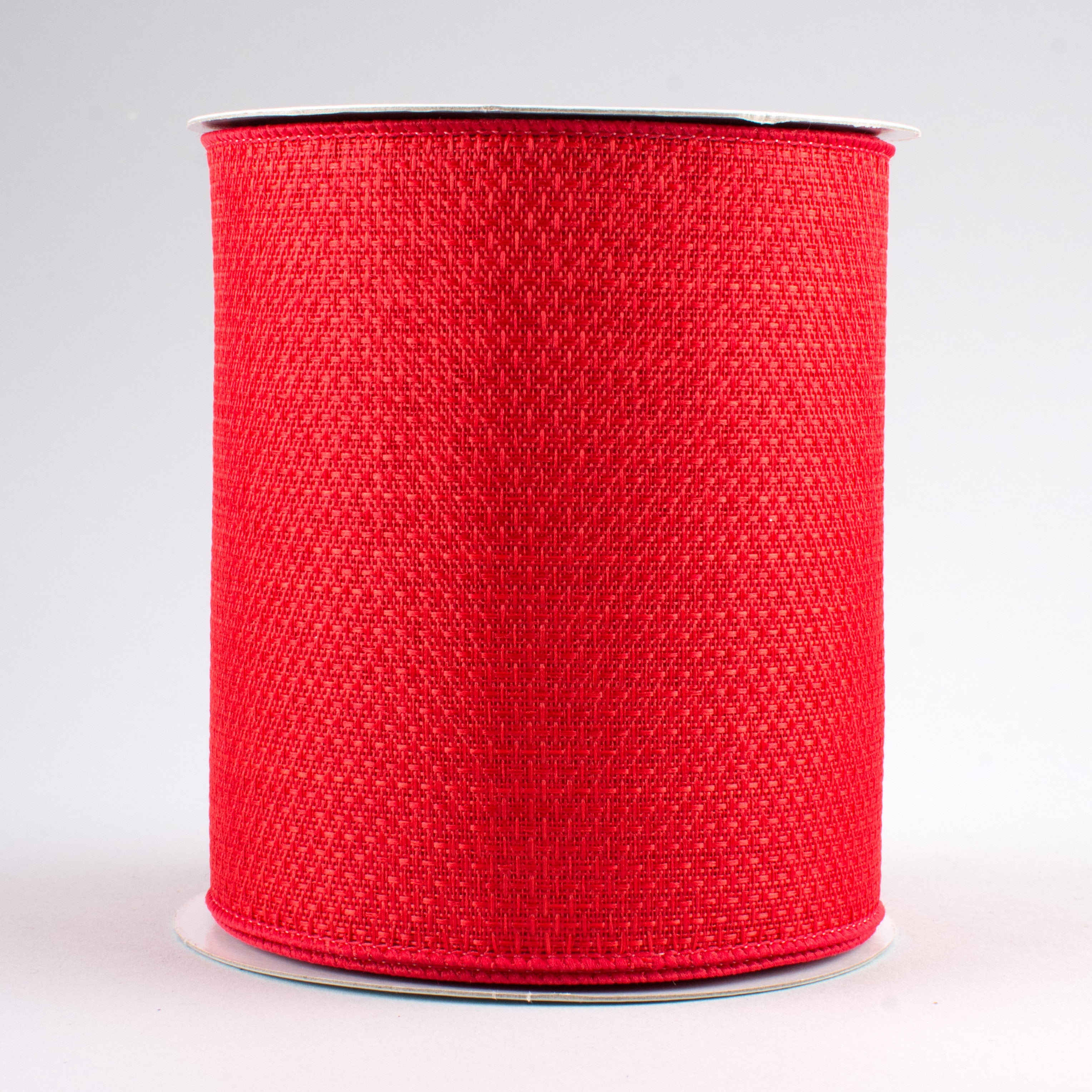4" Royal Faux Burlap Ribbon: Red (10 Yards)