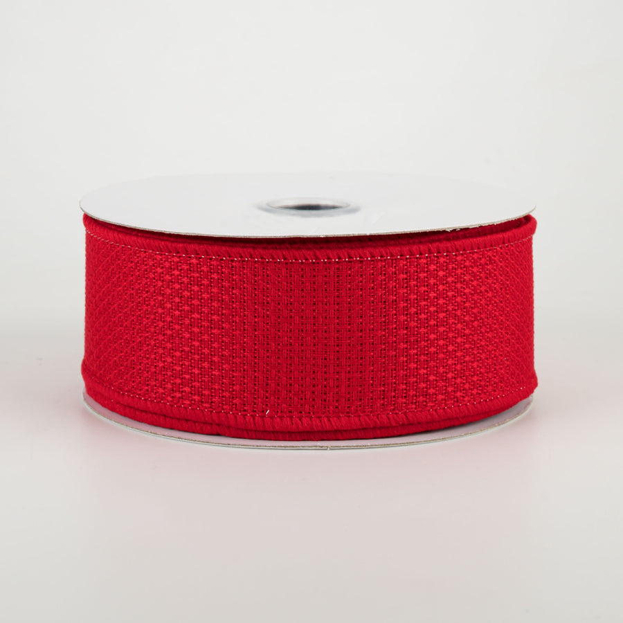 1.5" Royal Faux Burlap Ribbon: Red (10 Yards)