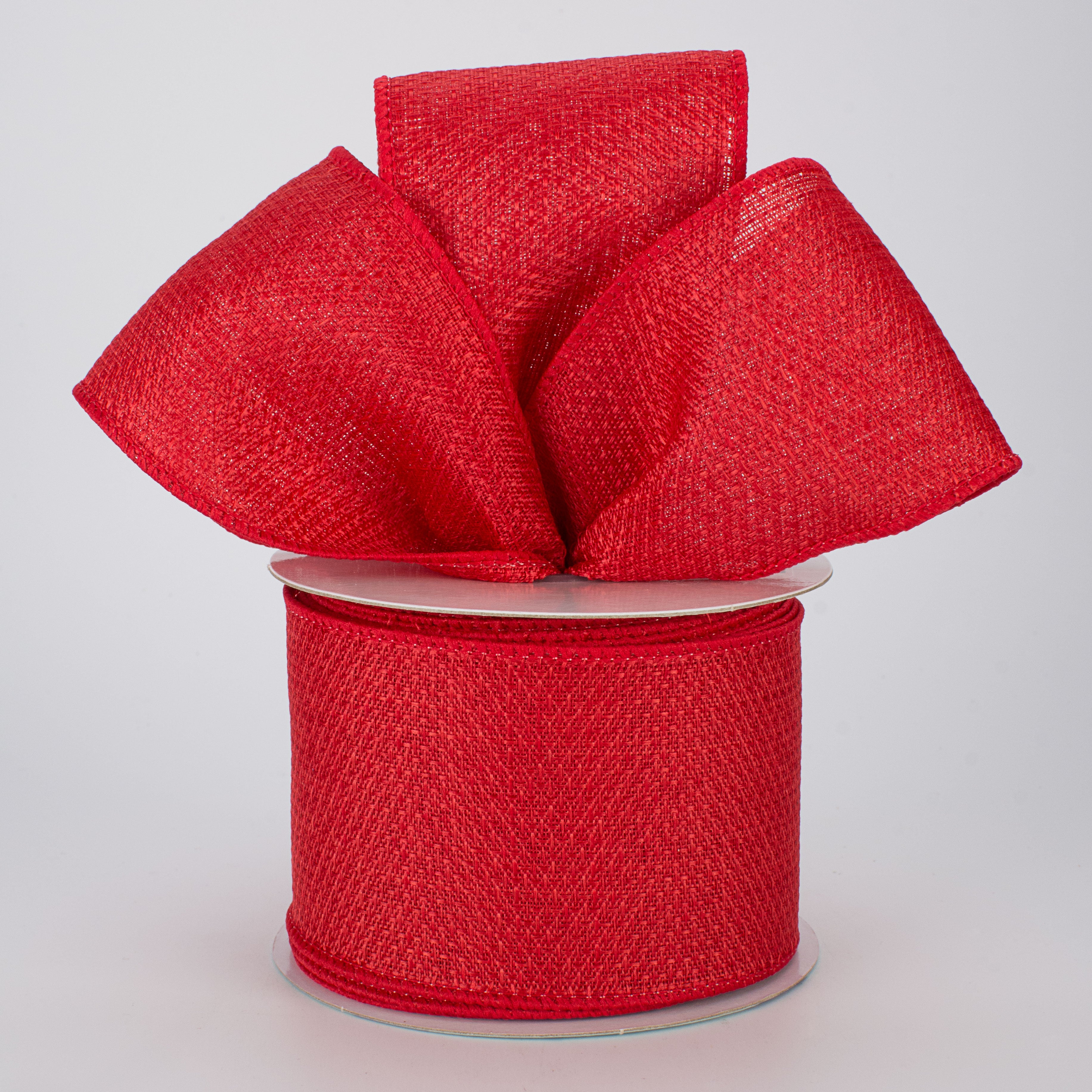 2.5" Royal Faux Burlap Ribbon: Red (10 Yards) Lifestyle Photo