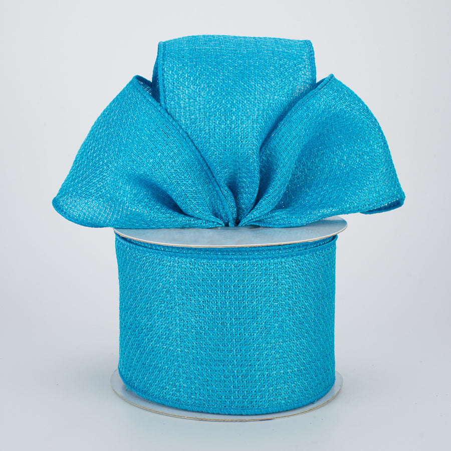 2.5" Royal Faux Burlap Ribbon: Turquoise Blue (10 Yards) Lifestyle Photo
