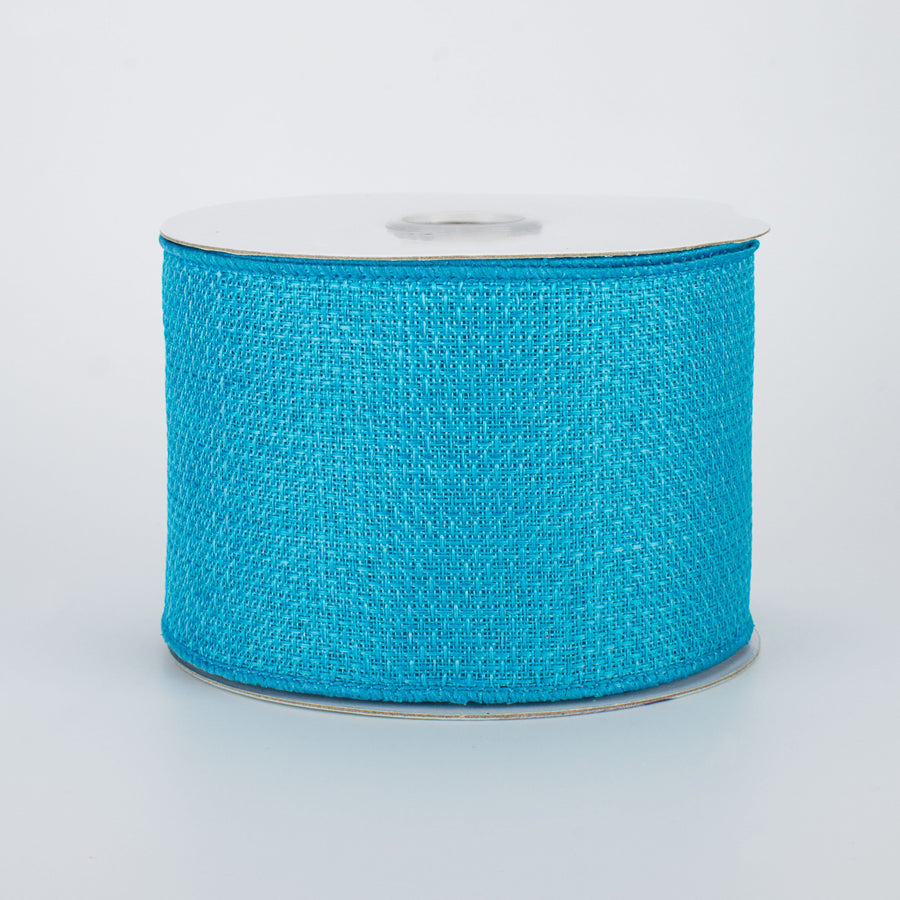 2.5" Royal Faux Burlap Ribbon: Turquoise Blue (10 Yards)