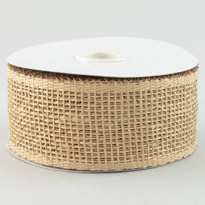 2.5" Poly Burlap Mesh Ribbon: Natural Brown (20 Yards)