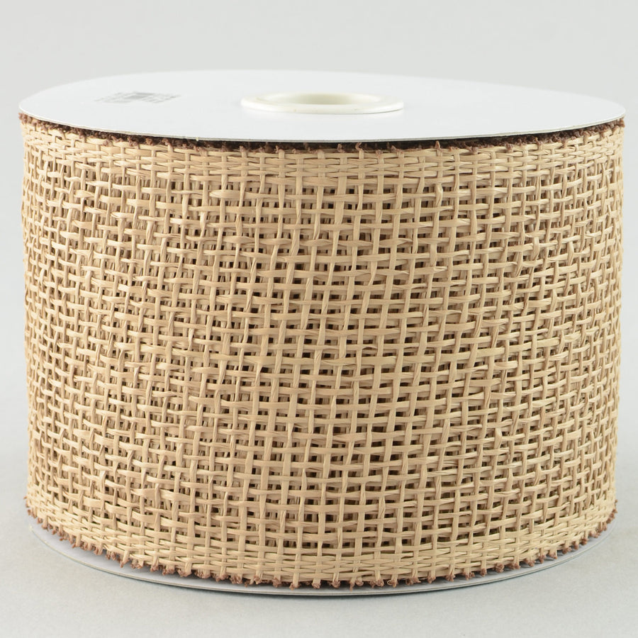 4" Poly Burlap Mesh Ribbon: Natural Brown (20 Yards)
