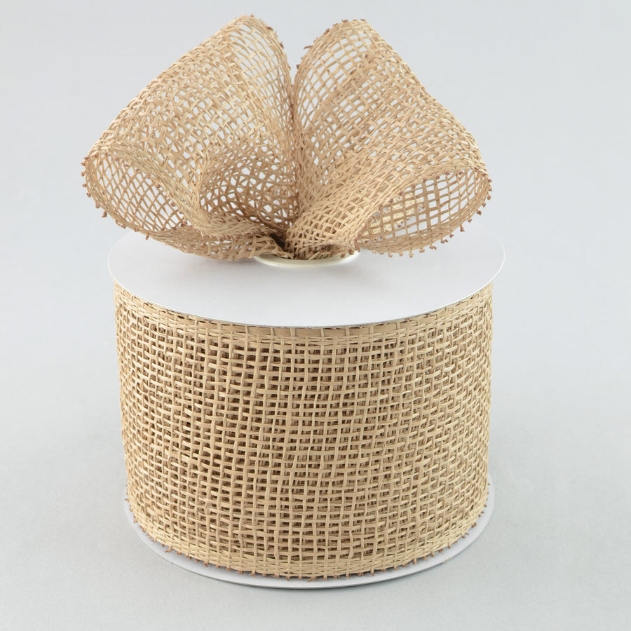 4" Poly Burlap Mesh Ribbon: Natural Brown (20 Yards)
