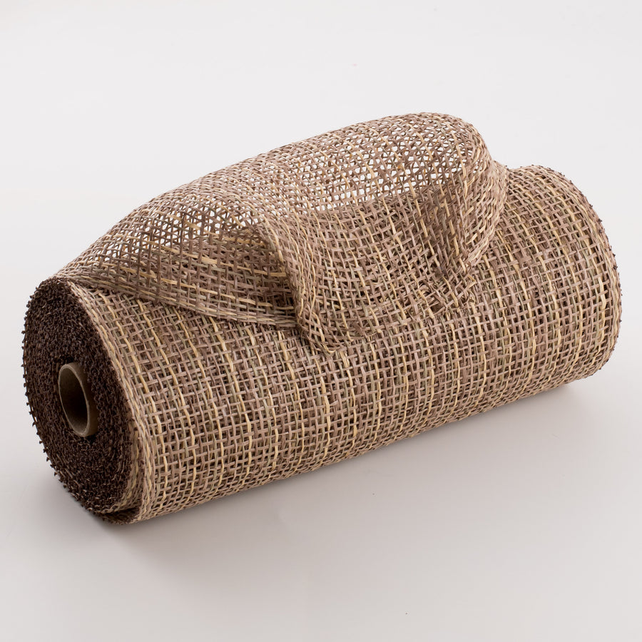 10" Poly Burlap Mesh: Moss, Beige & Brown Thin Stripe