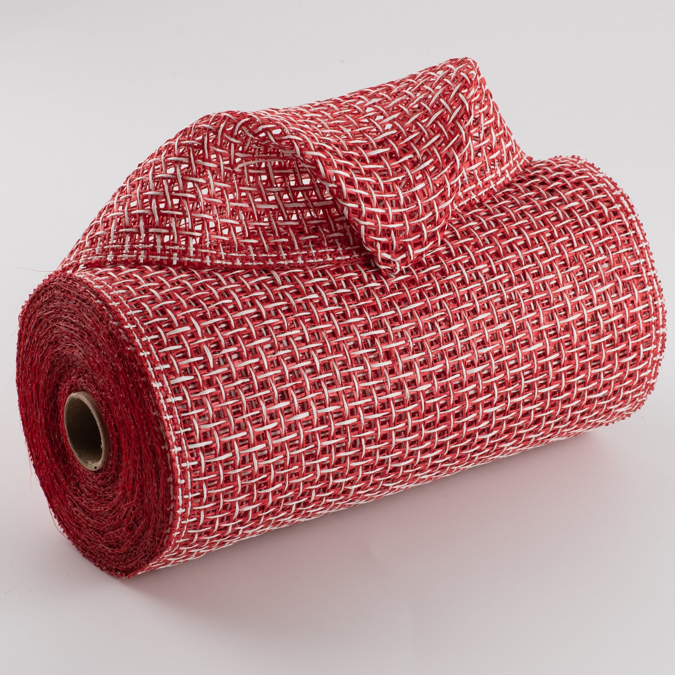 10" Poly Burlap Criss Cross Mesh: Red & White