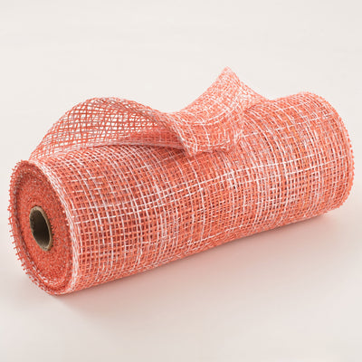 10" Two-Tone Poly Burlap Mesh: Orange & White