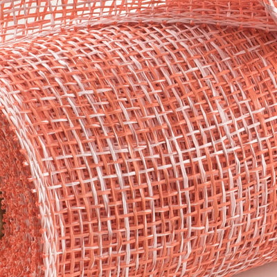 10" Two-Tone Poly Burlap Mesh: Orange & White
