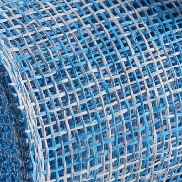 10" Two-Tone Poly Burlap Mesh: Blue & White