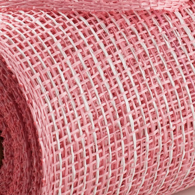 10" Multi Poly Burlap Check Mesh: Pink & White