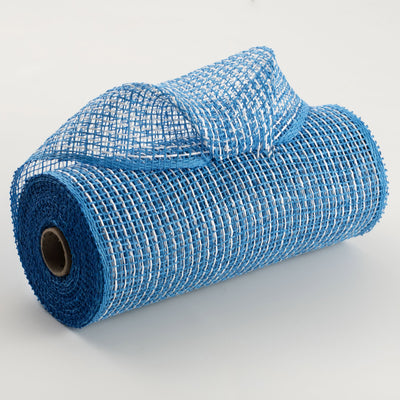 10" Multi Poly Burlap Check Mesh: Blue & White