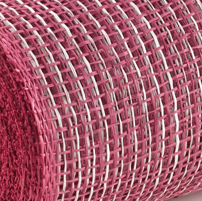 10" Multi Poly Burlap Check Mesh: Fuchsia & White