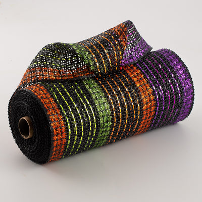 10" Poly Burlap Mesh: Halloween Tinsel Stripes