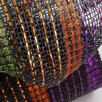 10" Poly Burlap Mesh: Halloween Tinsel Stripes