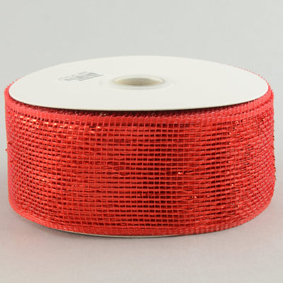 2.5" Poly Deco Mesh Ribbon: Metallic Red