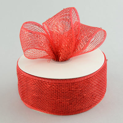 2.5" Poly Deco Mesh Ribbon: Metallic Red