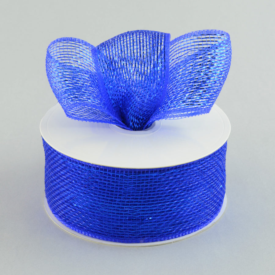 2.5" Poly Deco Mesh Ribbon: Metallic Royal Blue