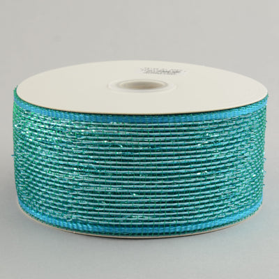2.5" Poly Deco Mesh Ribbon: Metallic Teal