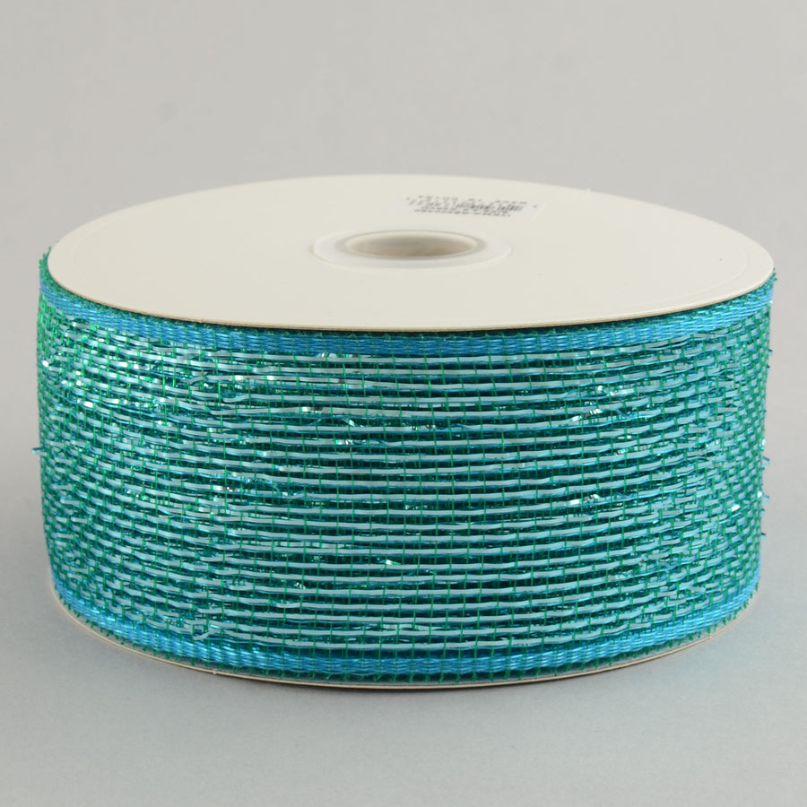 2.5" Poly Deco Mesh Ribbon: Metallic Teal