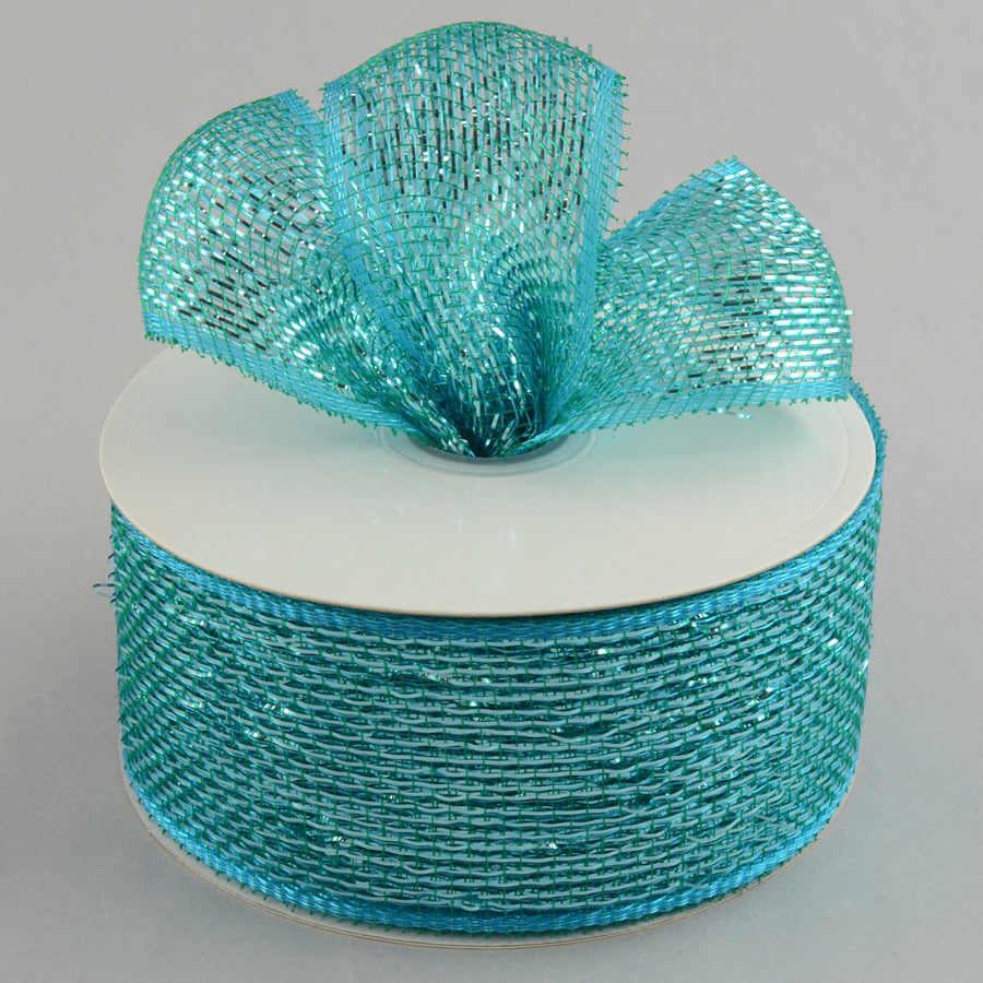 2.5" Poly Deco Mesh Ribbon: Metallic Teal