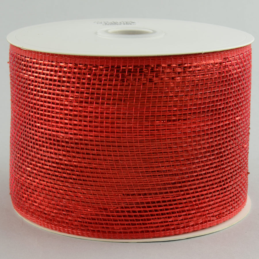 4" Poly Deco Mesh Ribbon: Metallic Red