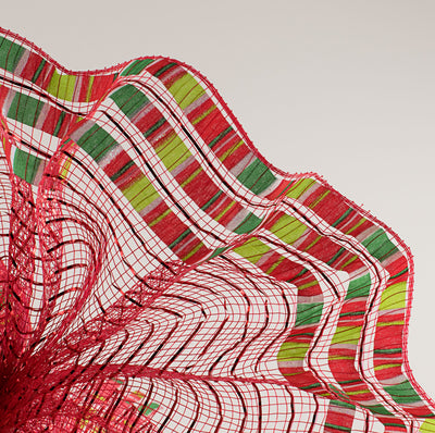 10" Ruffle Patterned Mesh: Red Metallic & Christmas Print Lifestyle Photo