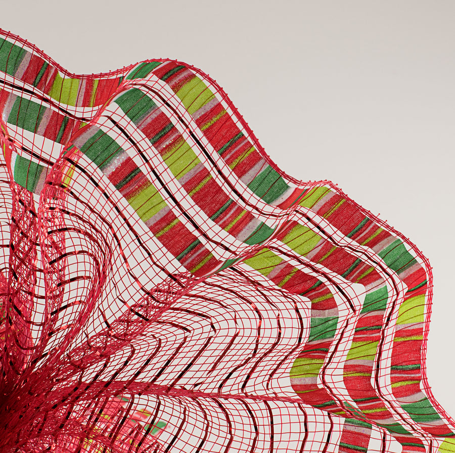 10" Ruffle Patterned Mesh: Red Metallic & Christmas Print Lifestyle Photo