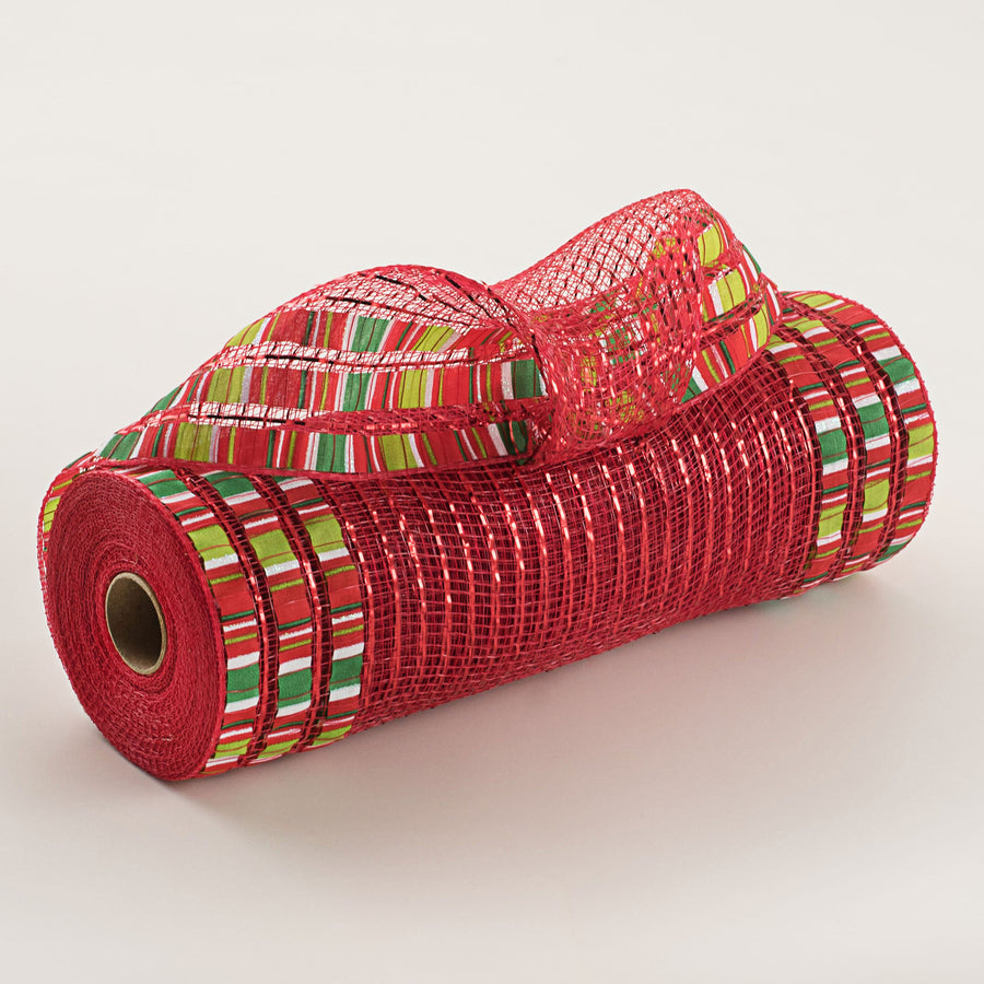 10" Ruffle Patterned Mesh: Red Metallic & Christmas Print Item Number: XB106610-29