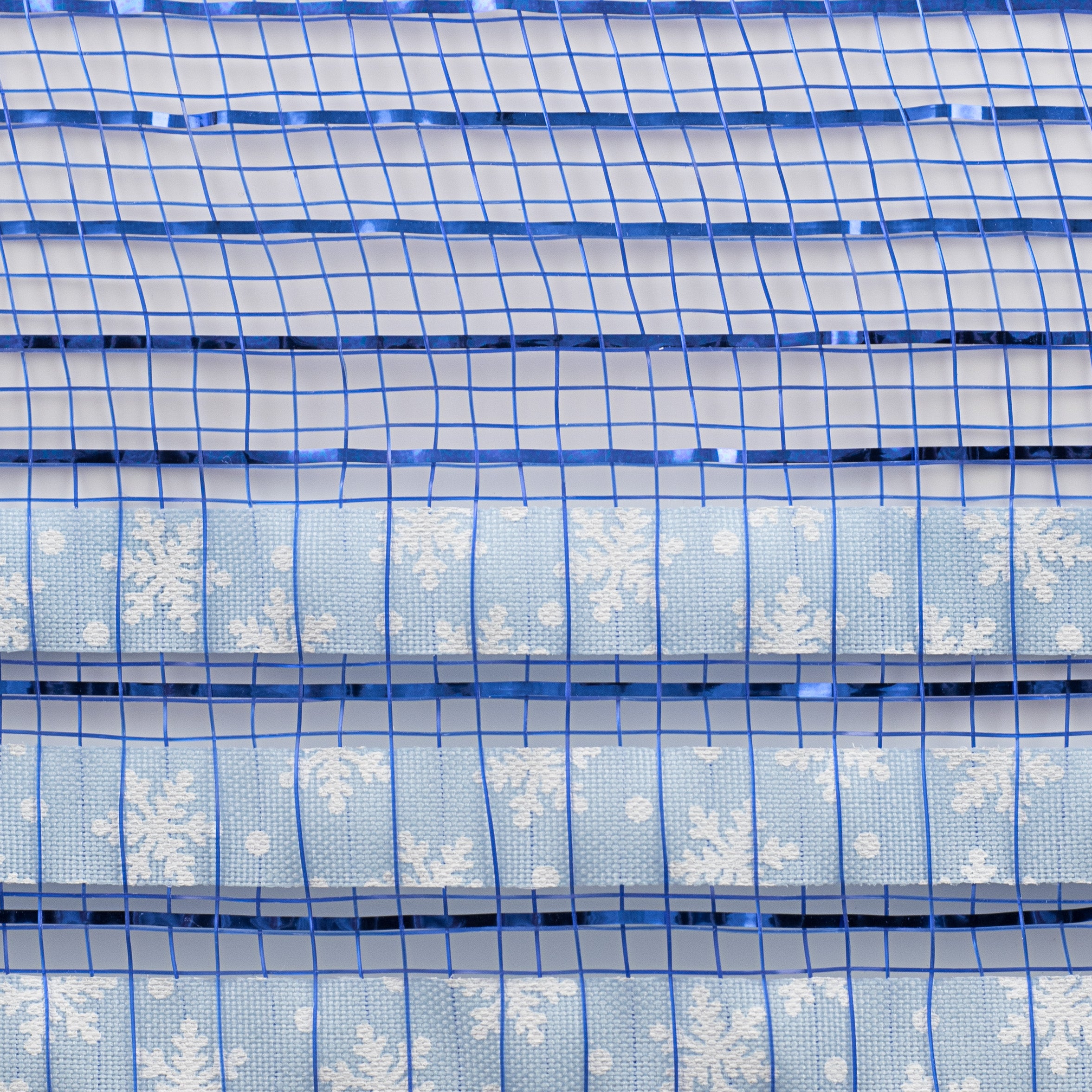 10" Ruffle Patterned Mesh: Royal Blue Metallic With Snowflakes detail photo 3