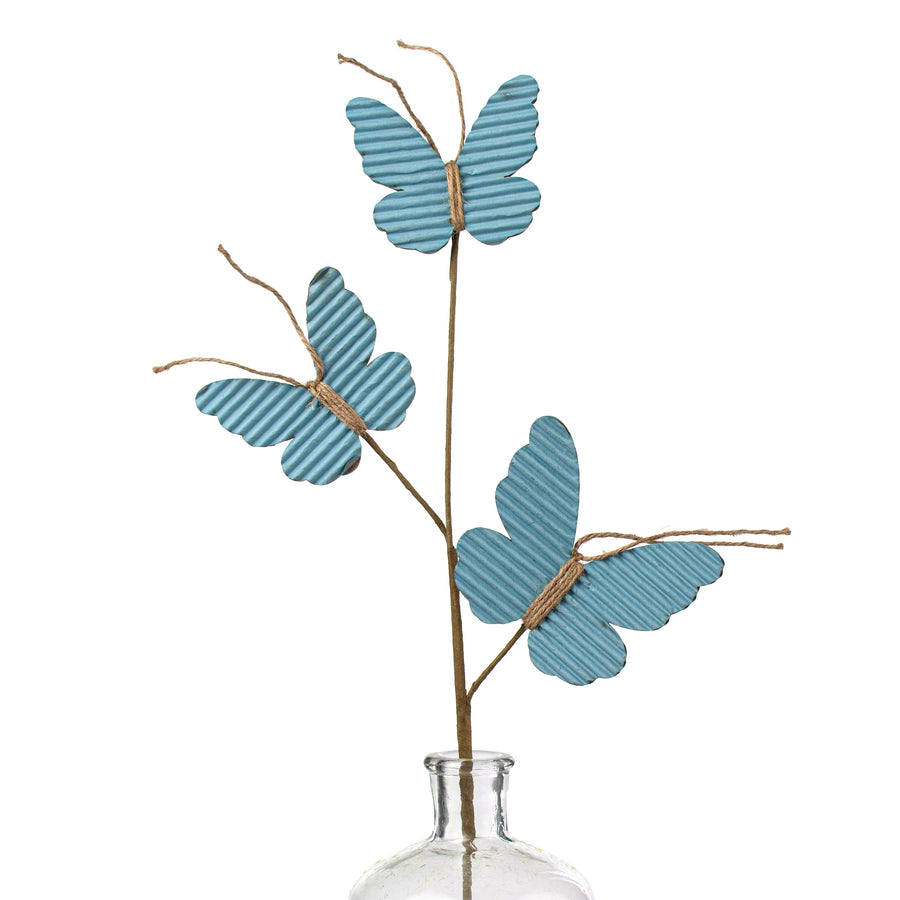 21" Rustic Corrugated Butterfly Pick: Blue Item Number: 182116