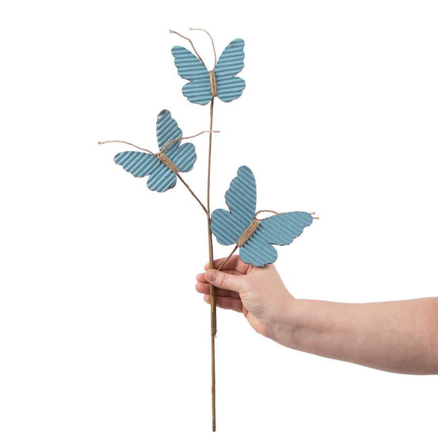 21" Rustic Corrugated Butterfly Pick: Blue detail photo 3