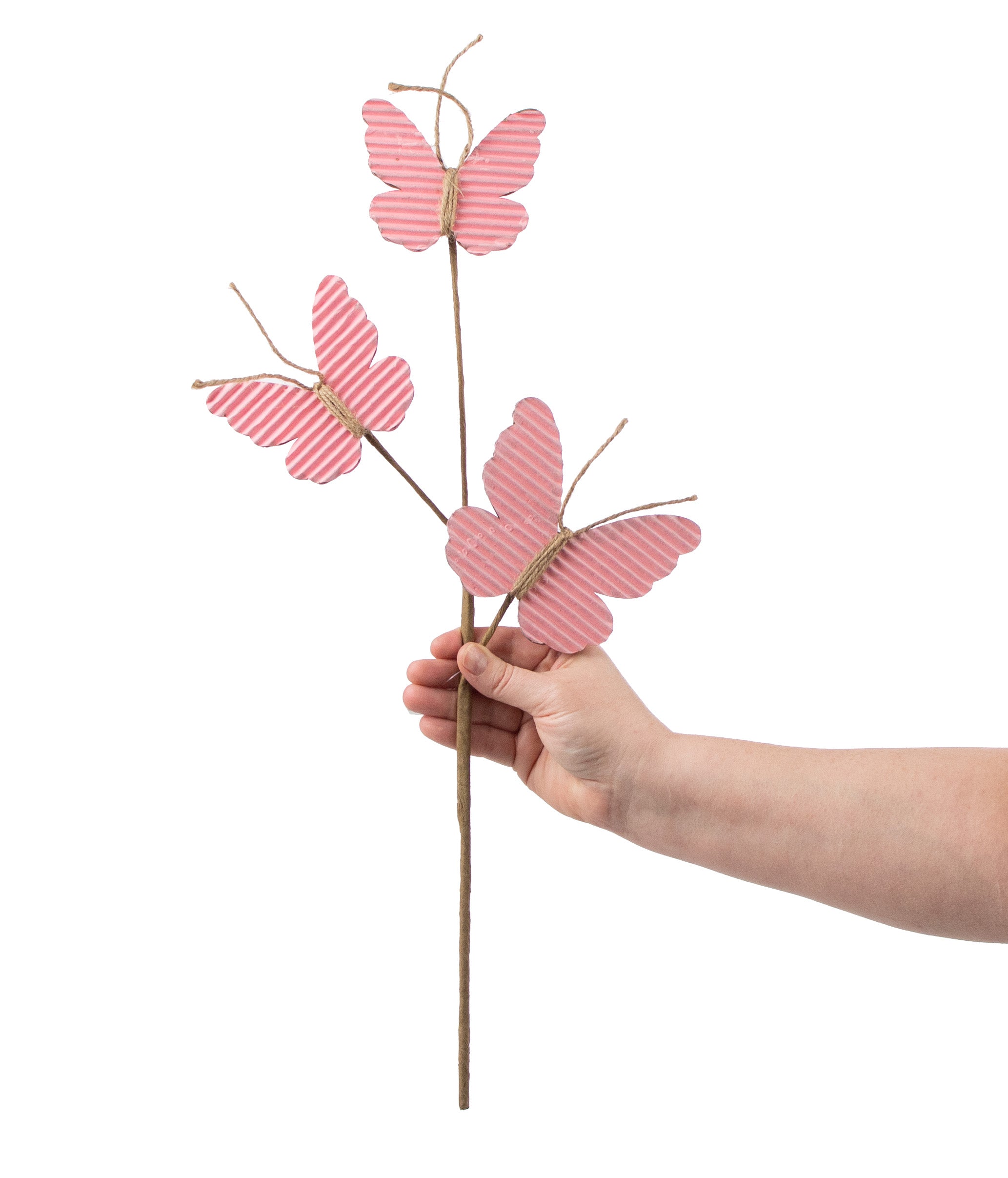 21" Rustic Corrugated Butterfly Pick: Pink detail photo 3