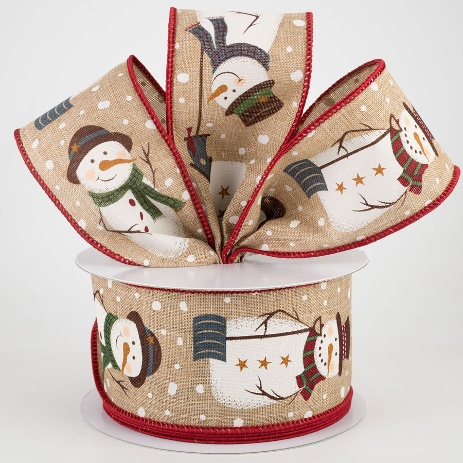 2.5" Rustic Snowmen Ribbon: Light Beige (10 Yards) Lifestyle Photo