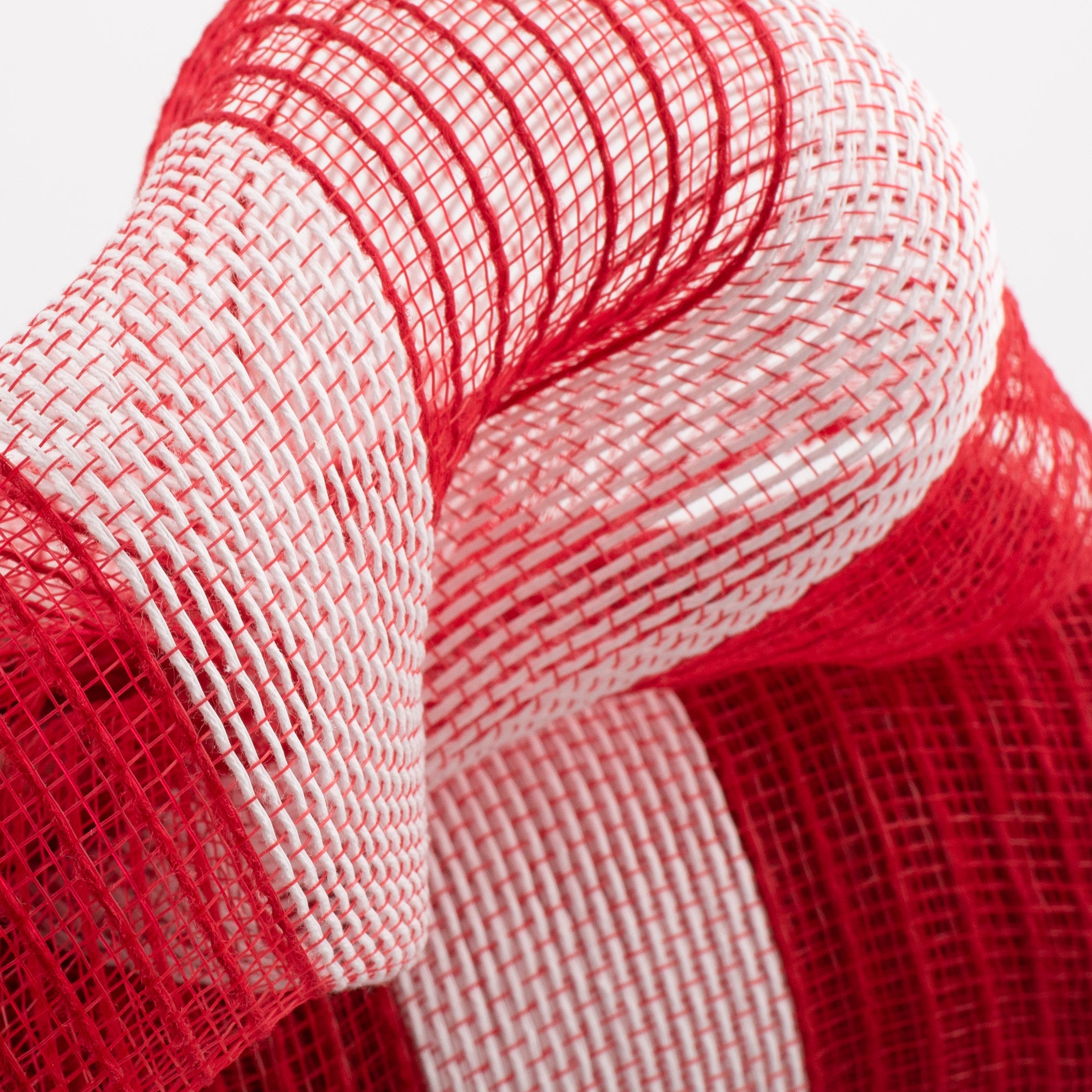 10" Poly Jute Deco Mesh: Red & White Wide Stripe (10 Yards)