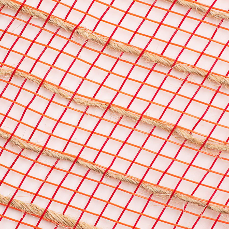 10" Poly Jute Deco Mesh: Orange, Red, & Natural Thin Stripe (10 Yards)