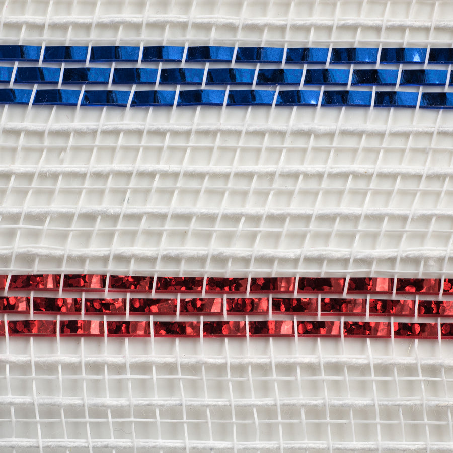 10" Cotton Poly Deco Mesh: Red/White/Blue (10 Yards)