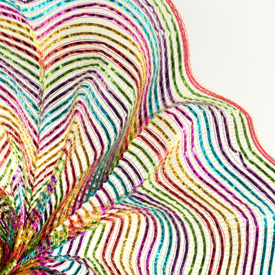10" Wide Foil Stripes Poly Deco Mesh: Bright Multi  (10 Yards)
