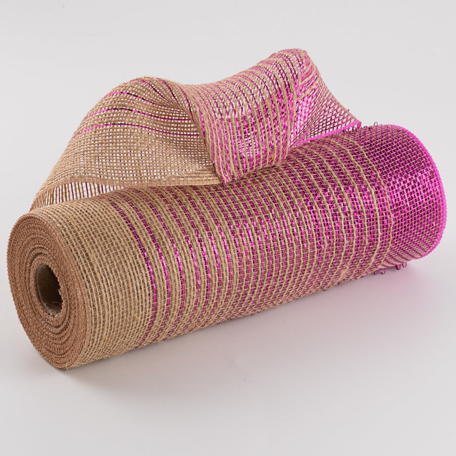 10" Jute Poly Mesh: Hot Pink Foil Ombré