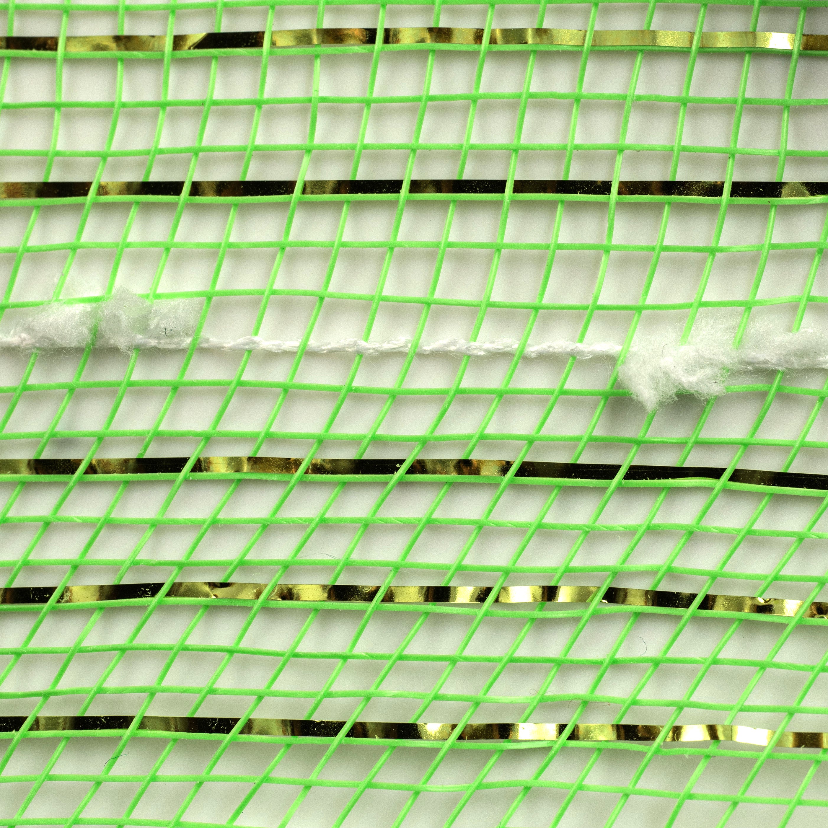 10" Metallic Snowball Deco Mesh: Lime Green & White (10 Yards)