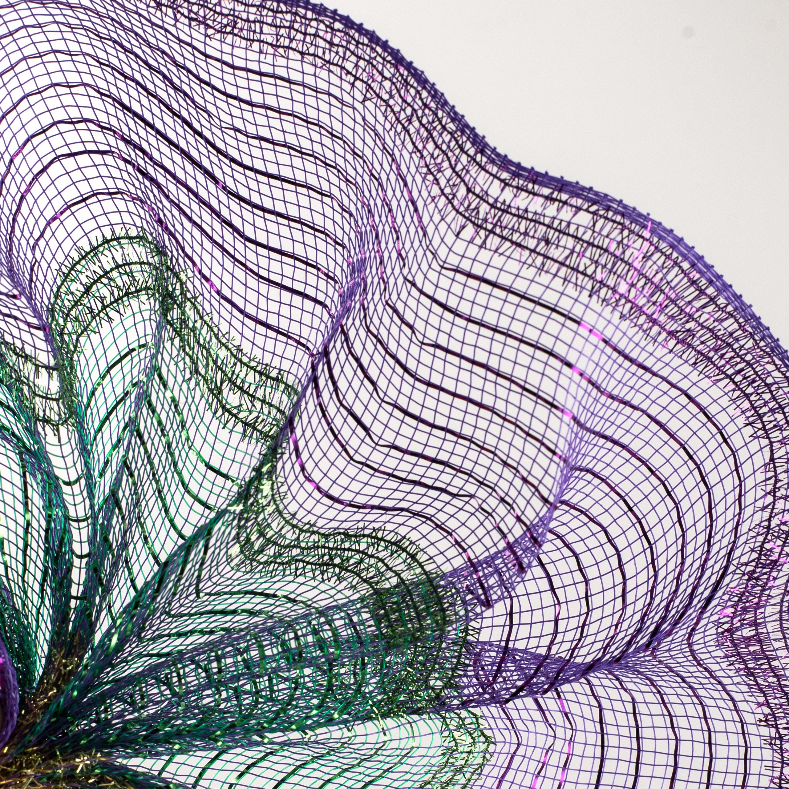 10" Poly Deco Tinsel Mesh: Mardi Gras Stripe