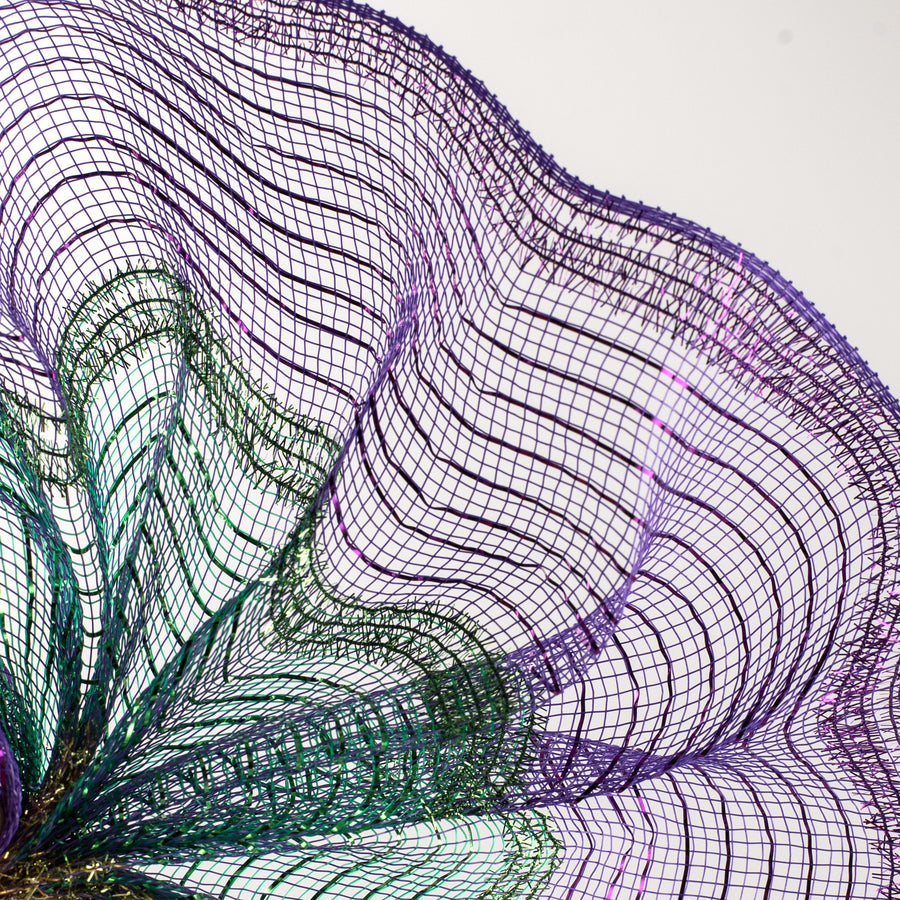 10" Poly Deco Tinsel Mesh: Mardi Gras Stripe