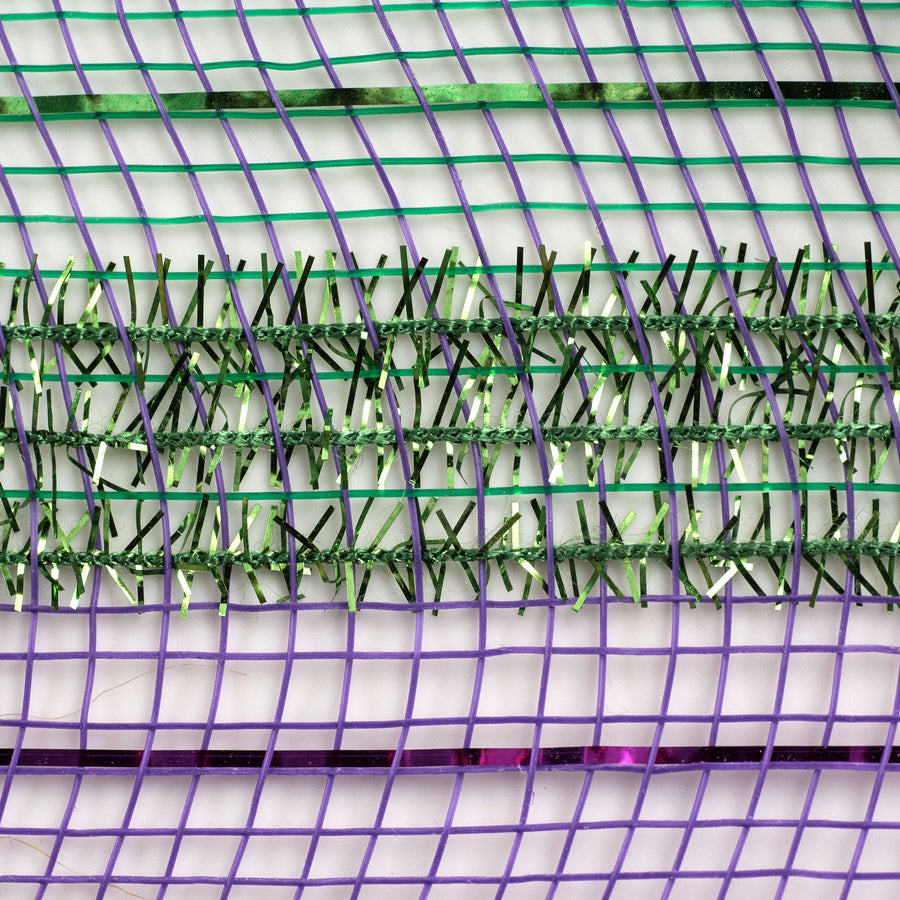 10" Poly Deco Tinsel Mesh: Mardi Gras Stripe